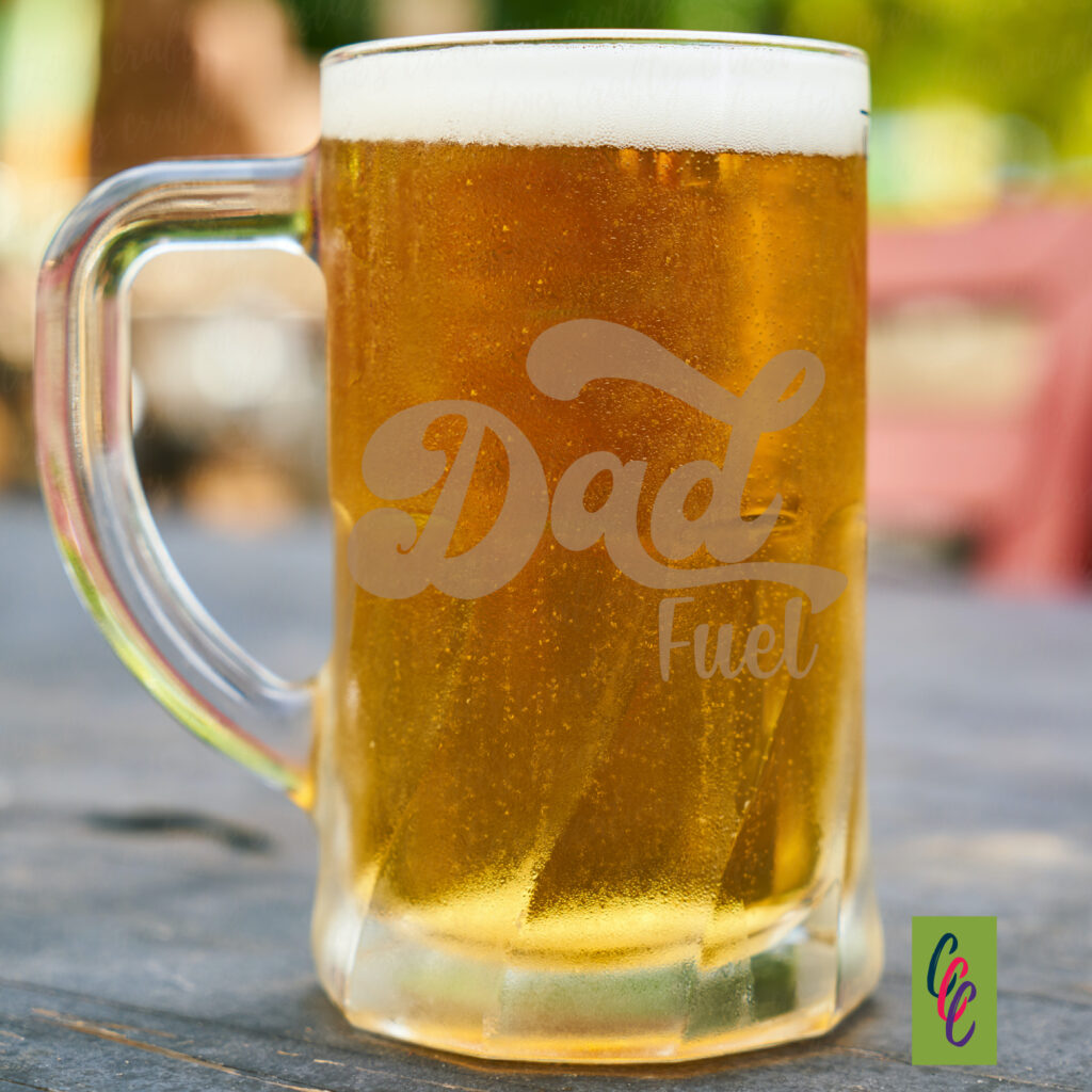 etched beer mug