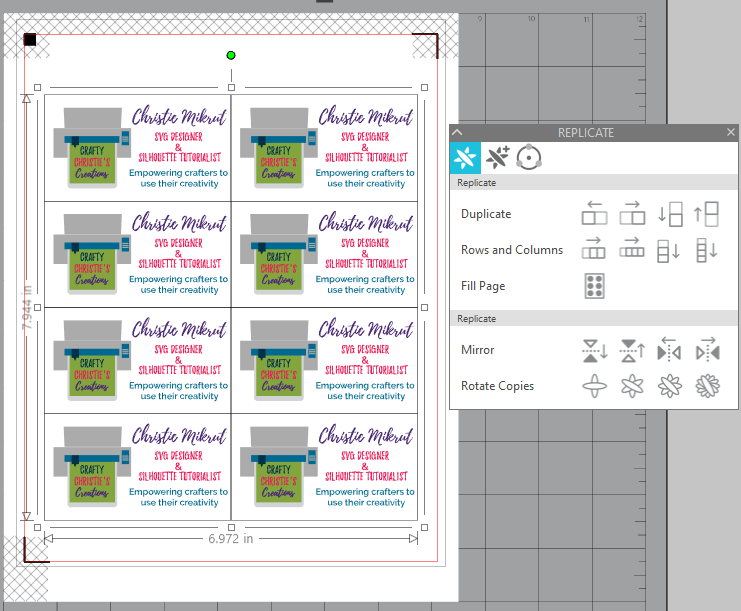 fill the page with the front of the print and cut business cards