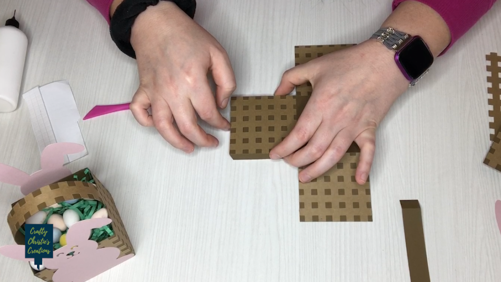 adding the light brown layers to the bunny treat box base