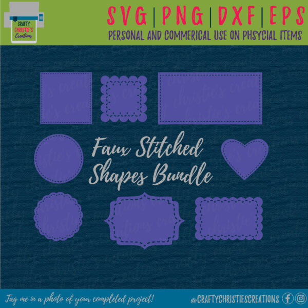 Faux Stitched Shapes SVG Bundle