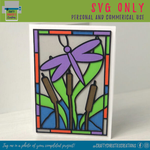 Dragonfly Stained Glass Card SVG
