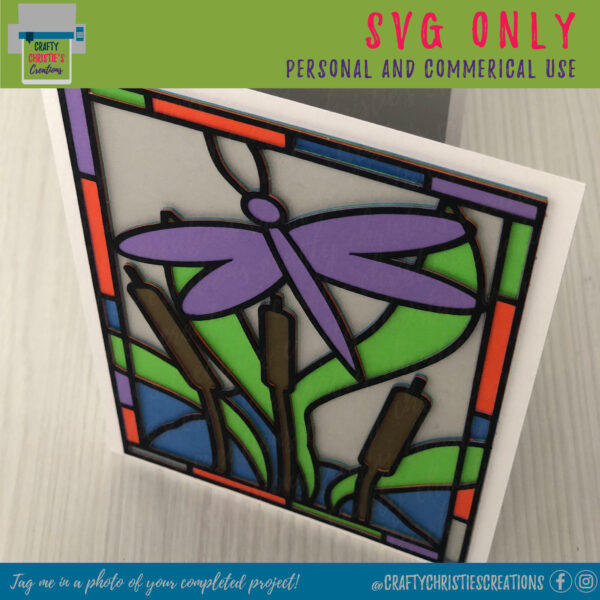 Dragonfly Stained Glass Card SVG - Image 2