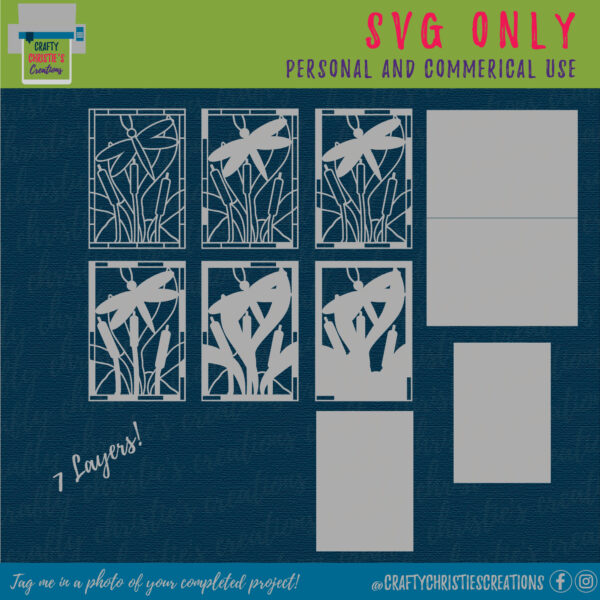 Dragonfly Stained Glass Card SVG - Image 3