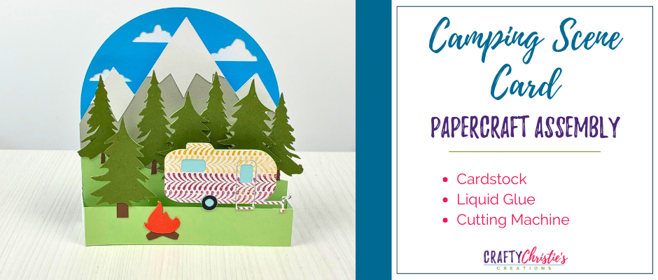 Layered Card Template Mountain Scene Design SVG Format Digital Download Camping Nature Elements RV Forest Scene Paper Craft Project Creative Design Template Mountain Background Elements Silhouette Studio File Summer Landscape Theme