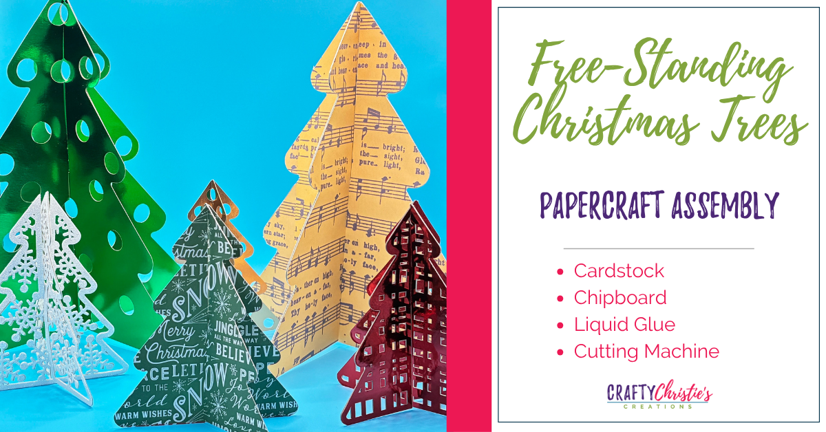 free standing Christmas trees created with chipboard and cardstock with your cutting machine.