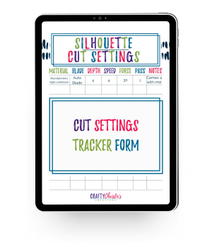 keep track your cut settings for every material all in one place with this printable cut setting tracker by Crafty Christie's Creations.