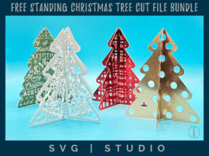 A bundle of 4 different free standing Christmas trees in 5 inch and 10 inch heights