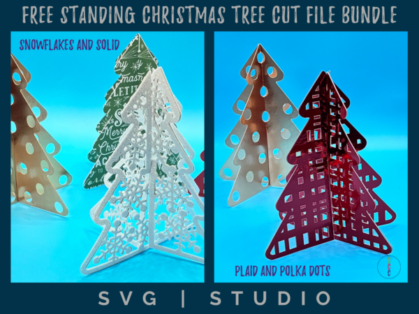 3D Standing Christmas Tree Bundle Digital Download SVG Cutting File Collection Holiday Table Centerpiece Template Pack Multiple Sizes Included Cricut Silhouette Compatible Craft Project Files Chipboard Cardstock Material