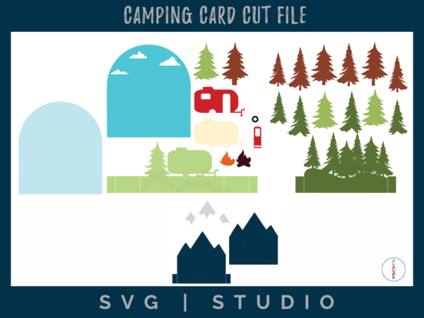 cutting layers of the camper scene card