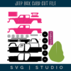 demonstration of the layers to cut and assemble this jeep box card cut file.