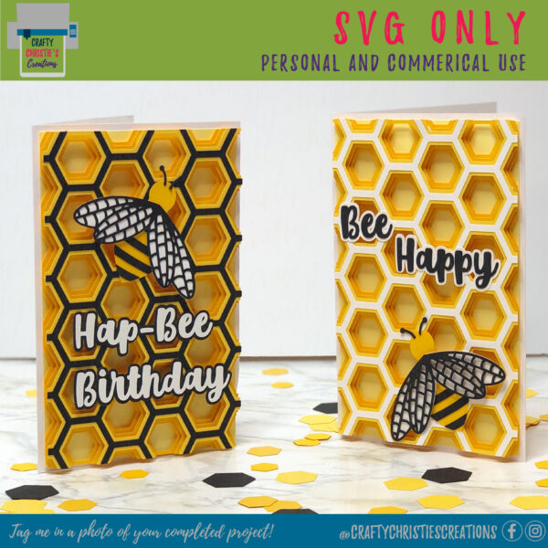 Layered Bee card comes with Hap-Bee Birthday and Bee Happy Sayings.