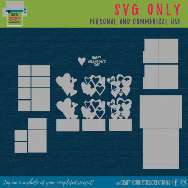 all the pieces in the cutting files to assemble this heart box card