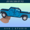 jeep box card that folds flat for mailing. can sit on display on the rock