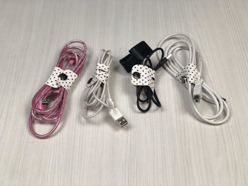 cord keepers organizing my chargers.