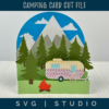 Nature Scene Template Digital SVG Design Mountain Landscape Elements Camping RV Scene Layered Card Making Project Forest Background Design Paper Craft Template Creative Mountain Theme Silhouette Studio File Outdoor Scene Elements