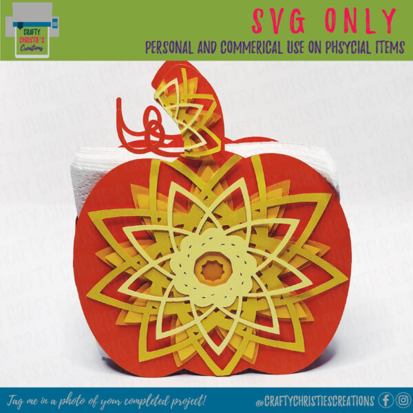 Pumpkin Mandala Napkin Holder SVG - Image 2