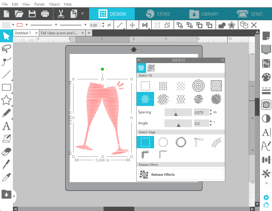 filling the design with the sketch panel for the foil quill