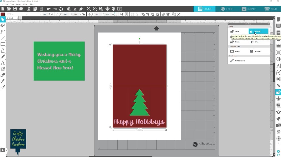 subtract the tree from the card base to make a cutout