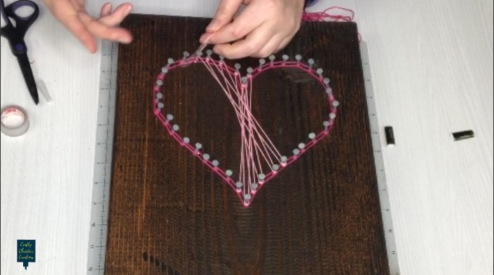 at string to the fill in the heart shape