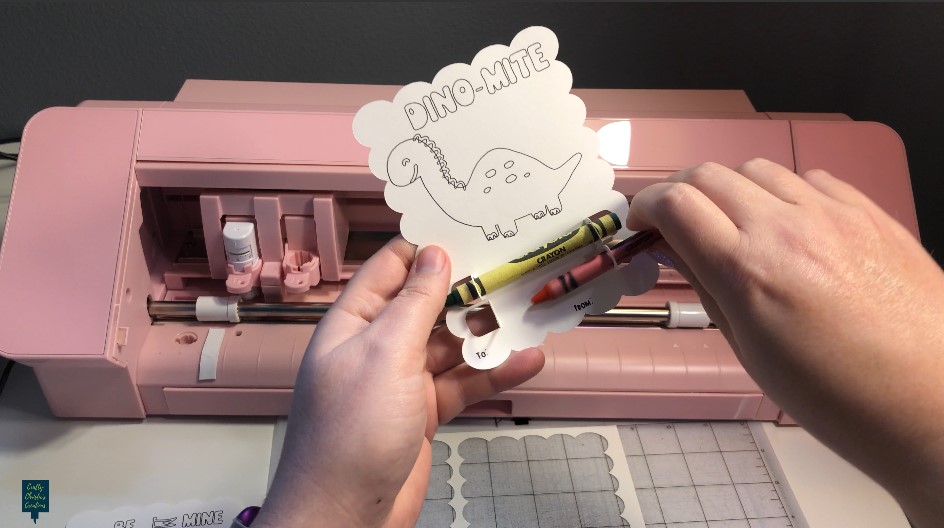 add the crayons to the valentine coloring cards